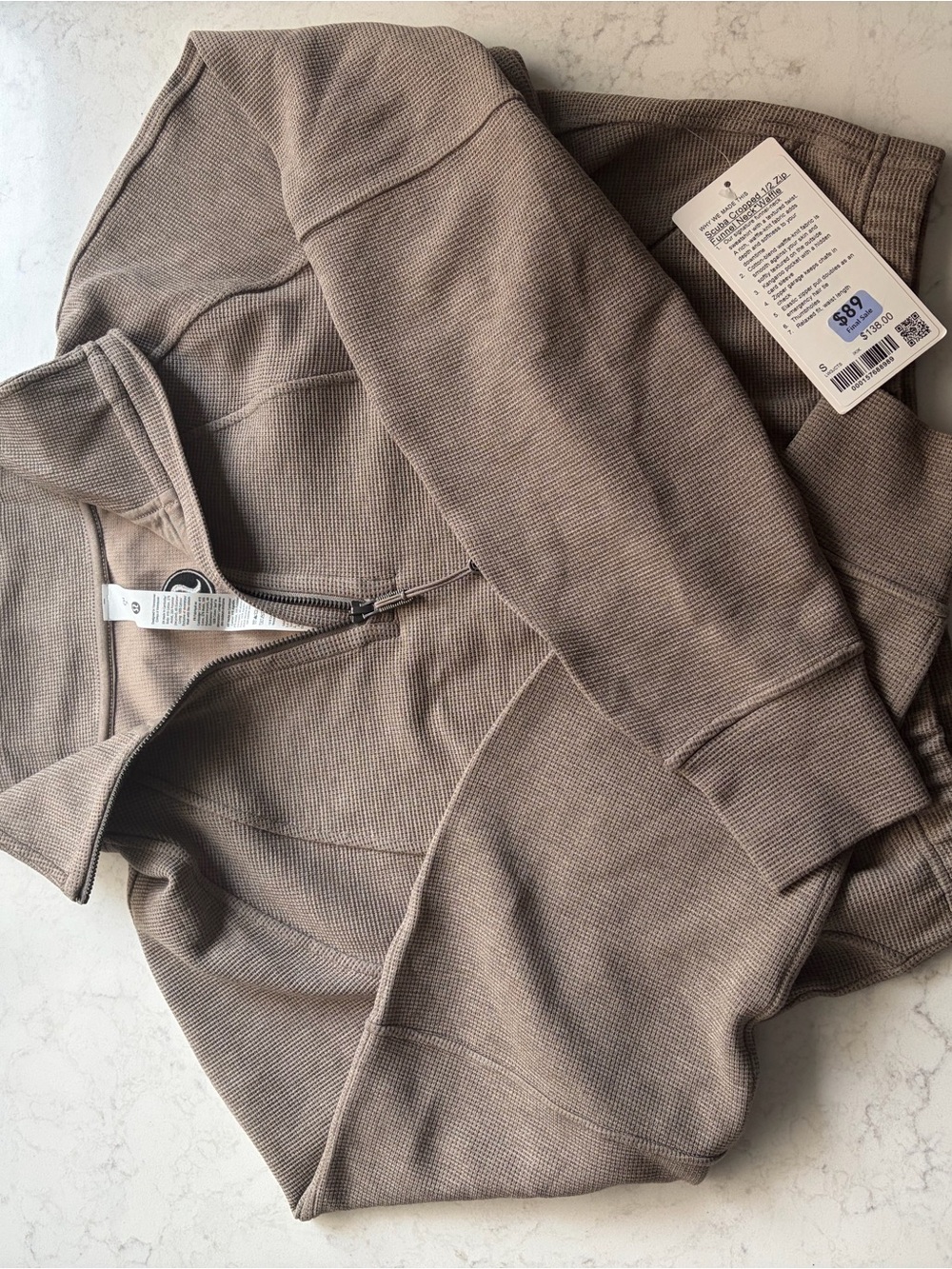 Lululemon Scuba Cropped Funnel-Neck Half Zip Waffle - NWT - Size S